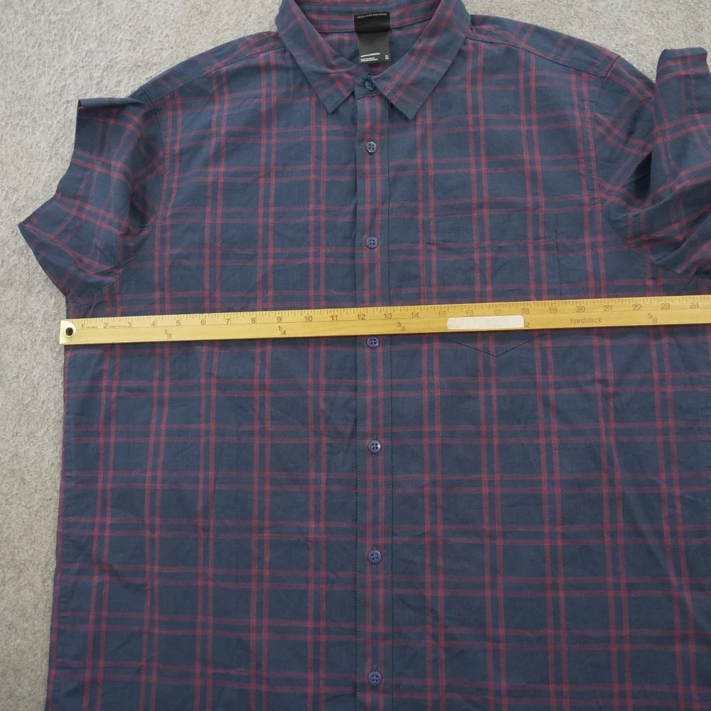 The North Face Shirt Mens Extra Large Blue Red Button Up Plaid Short Sleeve